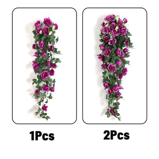 เถากุหลาบประดิษฐ์ พวงกุหลาบประดิษฐ์ 90cm ใบไม้ปลอม （ไม่มีกระถางดอกไม้） ต้นไม้ติดผนัง ตกแต่งสวน