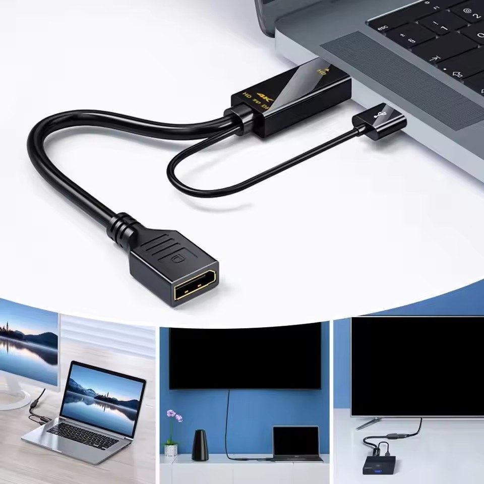 4K 60HZ Full HD HDMI to Display Port Converter Cable, HDMI to DP Video Audio Adapter สําหรับแล็ปท็อปพีซี/PS 5 to HDTV - รูปที่ 6
