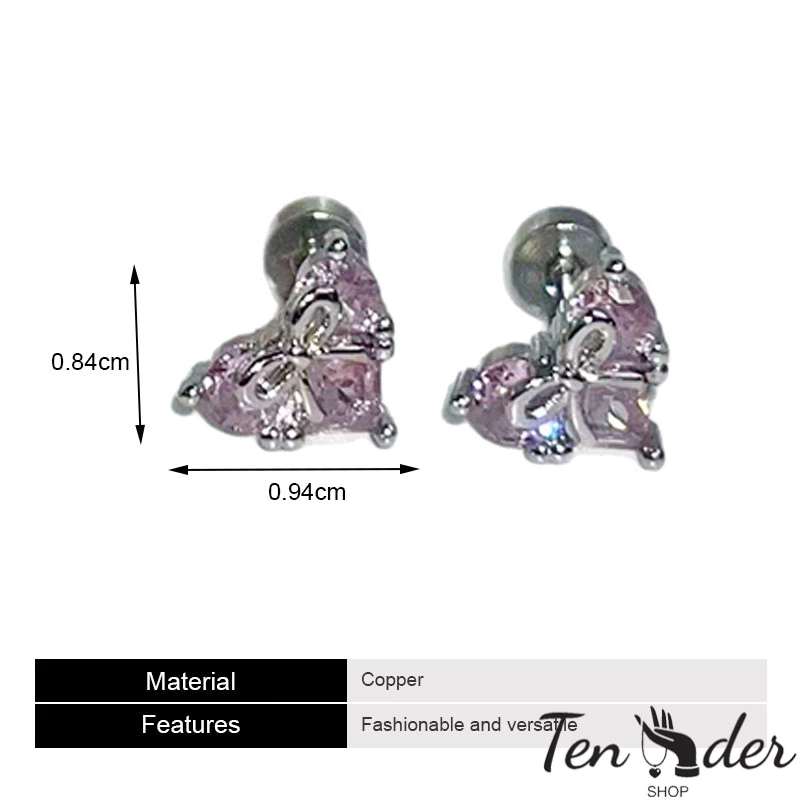 ต่างหู Ten ประดับโบว์ลายหัวใจ สีชมพู thumbnail 10