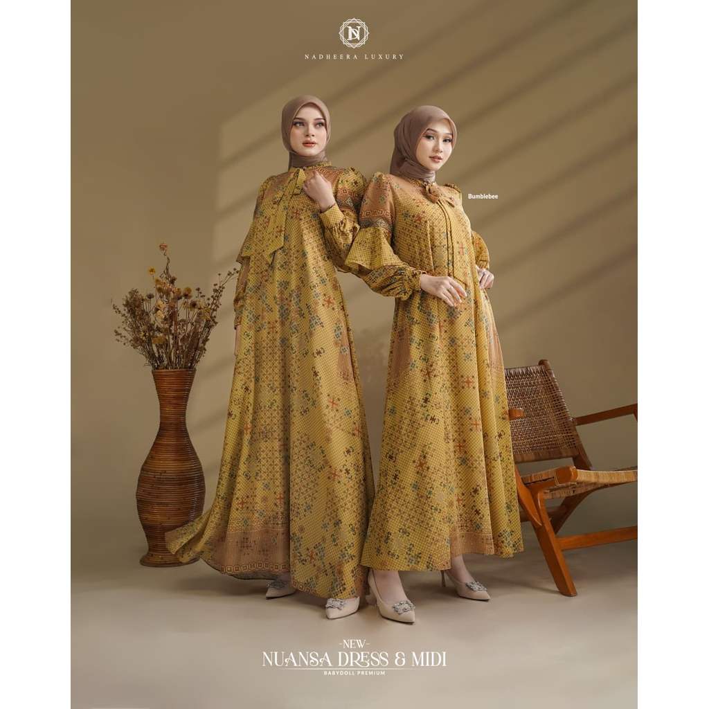 เดรสนวลสา และเดรสมิดิ by nadheera luxury (เดรส babydoll พรีเมี่ยม)