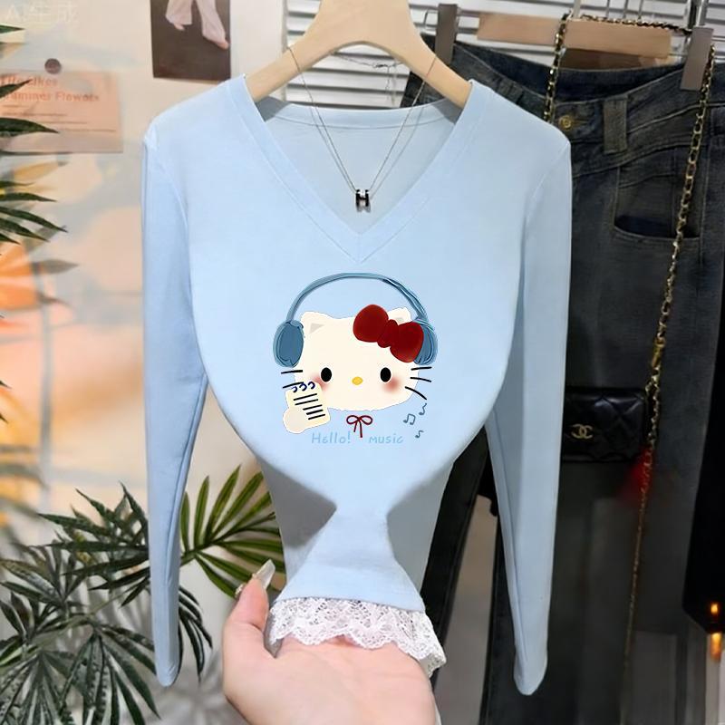 เสื้อผ้าผู้หญิงแขนยาว S-2XL ดีไซน์ตัดสีต่างกัน รูปร่างสวมฟิต คอวี ให้ความอบอุ่นและสบายในฤดูหนาว - รูปที่ 4