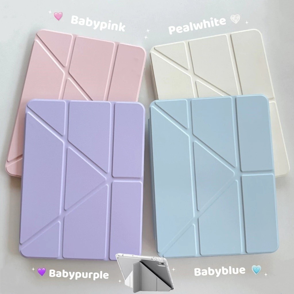 Yเคสป้องกันแบบพับได้สําหรับ Samsung Tab A9/A11+/S9/S9plus FEใส่ปากกาได้ หลังใส วัสดุอะคริลิกันกระแทก