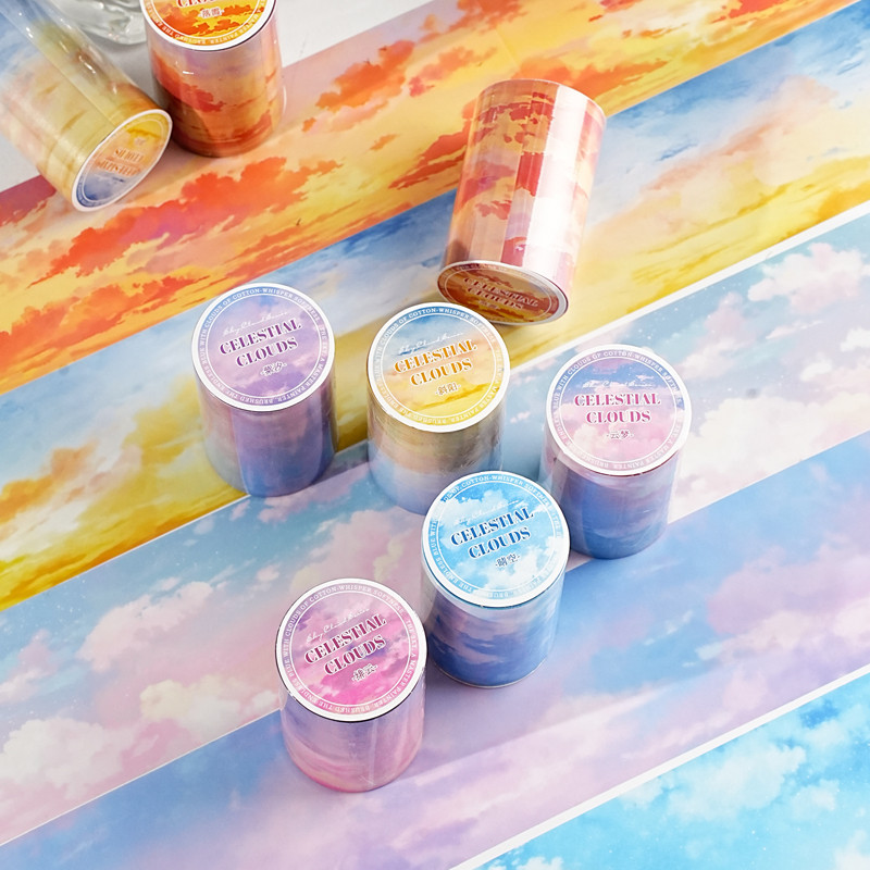 นาย กระดาษ 200 ซม./ ม้วน PET ชุด dream Cloud Sunset Sunset clear sky รูปแบบการทําหนังสือเทป DIY การ์ดอวยพรแก้วของขวัญเทปตกแต่งหัตถกรรมเทป