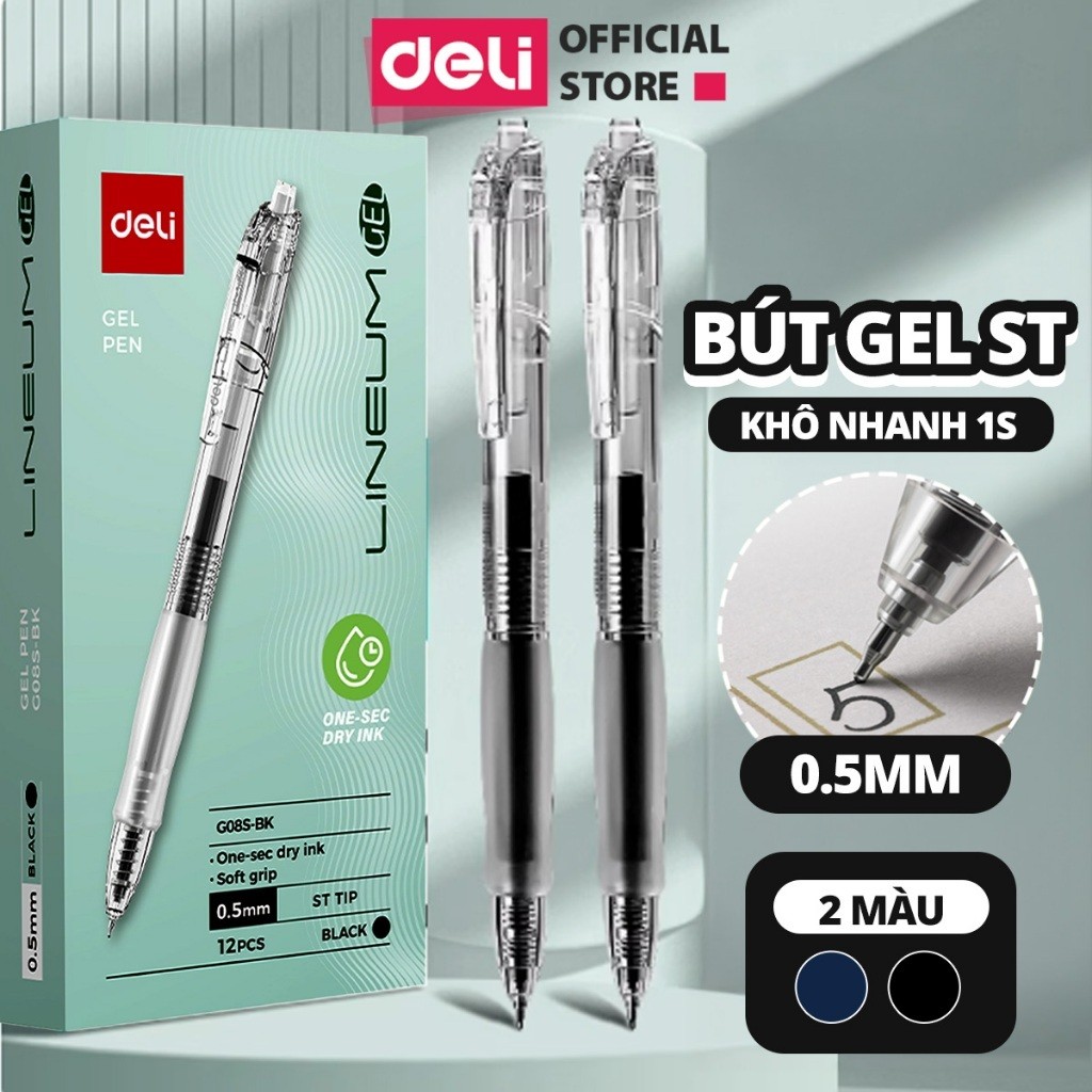 (EG08S - กล่อง 12 ชิ้น) Deli 0.5mm G08S ปากกาเจลใสน่ารักพร้อมปลอกหมึกแห้งเร็ว