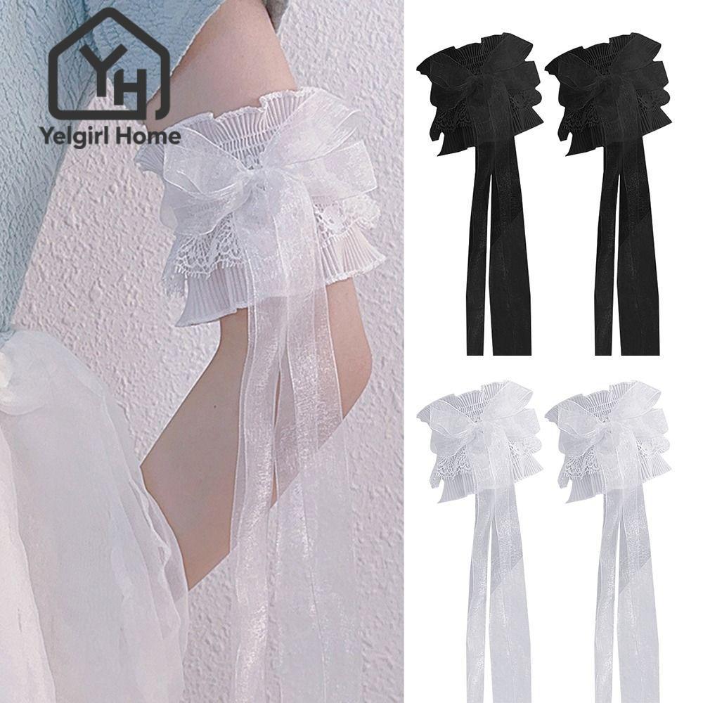 Yelgirlb Arm Sleeve, Bowknot Elastic Arm Cover, Arm Warmers Hand Sleeve Overseves Ruffled Floral Lay