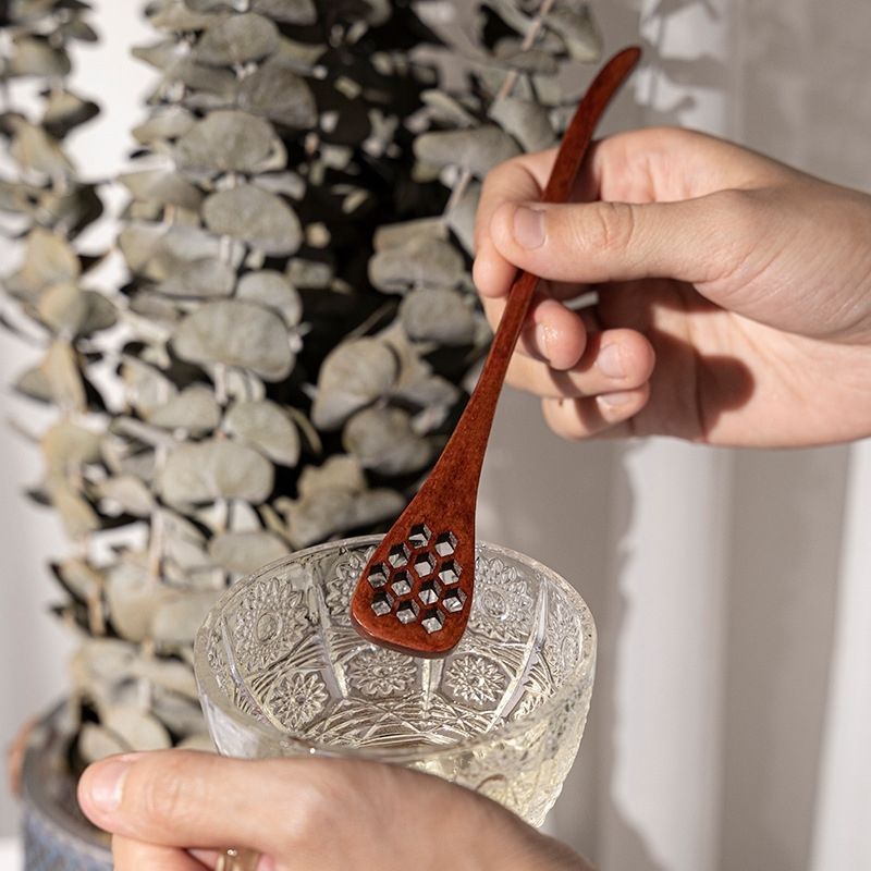 สไตล์ Creative Honeycomb ช้อนไม้ Handmade ขนมหวานกวน Hollow ช้อน All-Match Handy เครื่องมือ Jam asmr