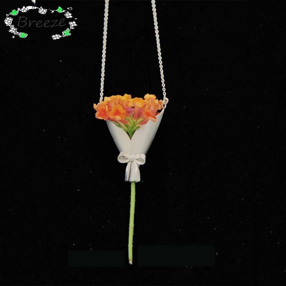 BREEZE สร้อยคอแจกันดอกไม้ Artful, Wearable Artic Flower Bouquet Holder Clip, Vintage DIY สวมใส่สร้อย