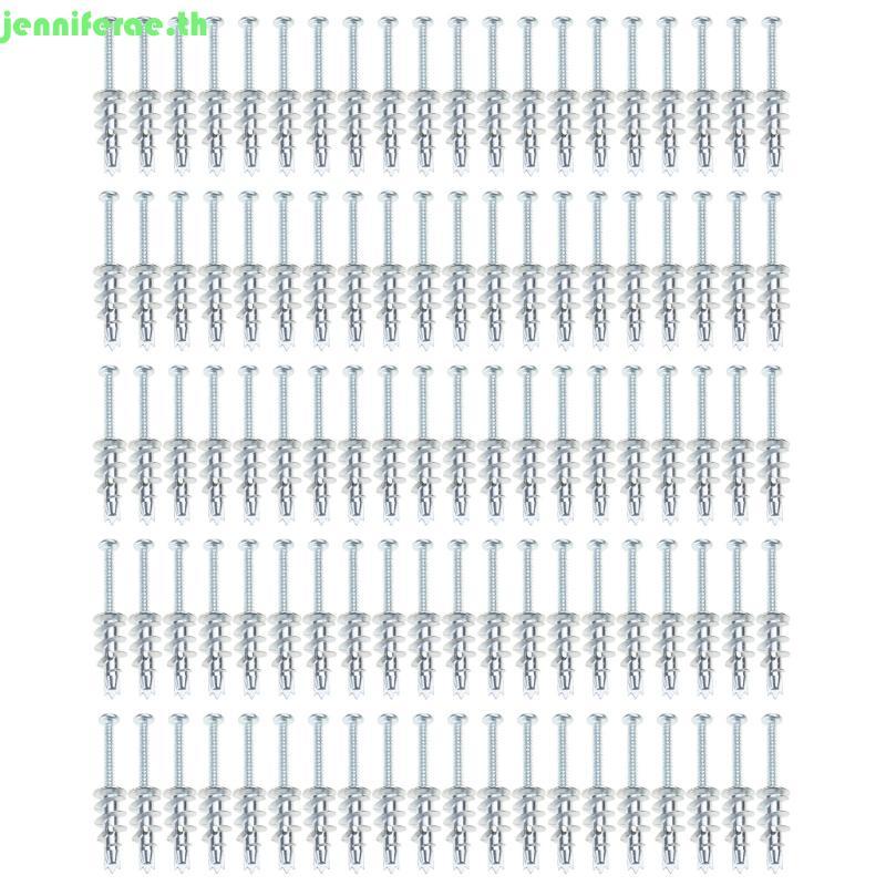 Jenniferae 100pcsWall Anchors Screw set Drywall Fixing set สําหรับยึดที่ปลอดภัยใน Drywall