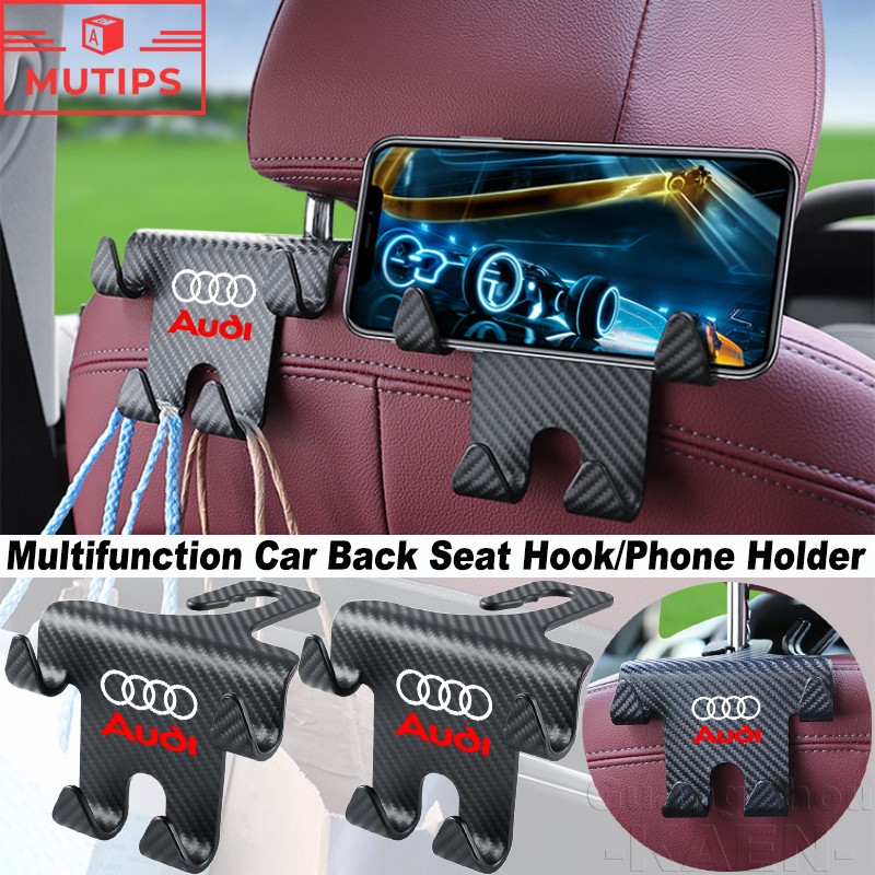 Audi ตะขอพนักพิงหลังเบาะรถยนต์ โทรศัพท์มือถือผู้ถือ พลาสติก Bag จัดเก็บ 4 ตะขอ ตะขอรถยนต์ สำหรับ A3 