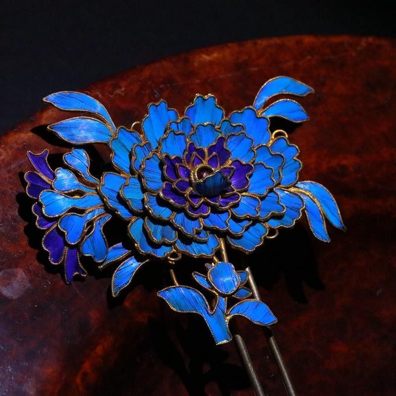 Miyan Cloisonne Dotted เข็มกลัดมรกต Hairpin Peony Cheongsam อุปกรณ์เสริมสไตล์โบราณ Corsage Hairpin ใหม่สไตล์จีนสไตล์ชาติพันธุ์