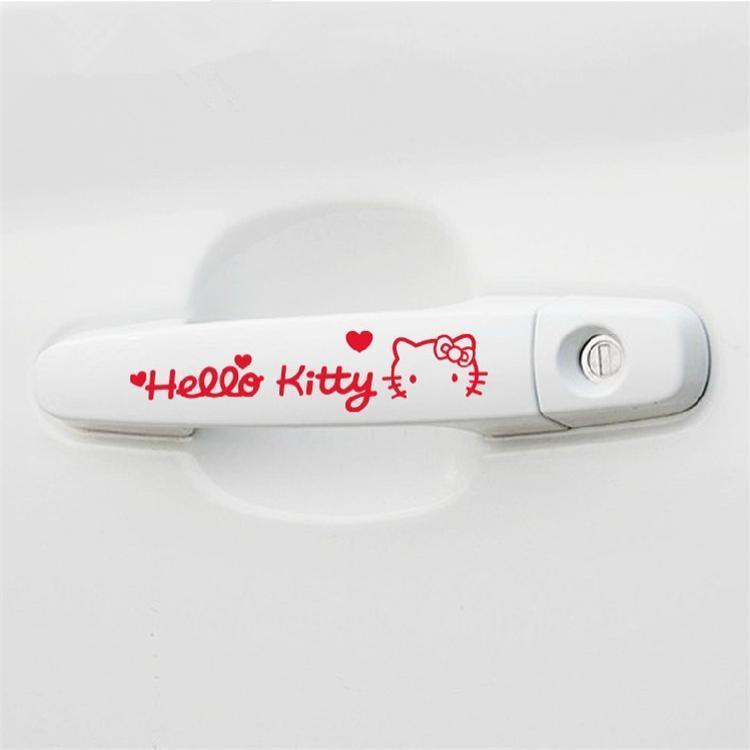 สร้างสรรค์Hello Kittyสติกเกอร์รถมือจับประตูรถกันชนตัวถังรถรอยขีดข่วนปกด้านหลังกระจกตกแต่งสติกเกอร์กันน้ํา