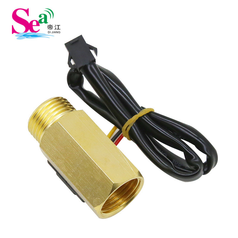 Water Flow Sensor 4-Pipe ทองแดงเครื่องทําน้ําอุ่นไฟฟ้า Hall Water Flow Meter B2 สวิทช์การ์ด Swip