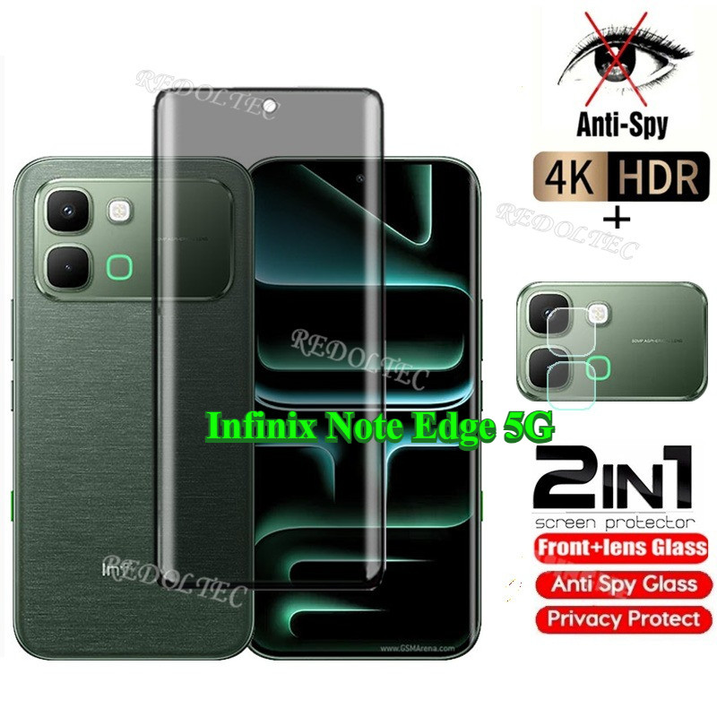 Infinix Note Edge 5G กระจกนิรภัยโค้งส่วนตัว Anti-Spy Full Cover ปกป้องหน้าจอ Anti Peek 2in1 ฟิล์มความเป็นส่วนตัว + ตัวป้องกันเลนส์ Infinix NoteEdge