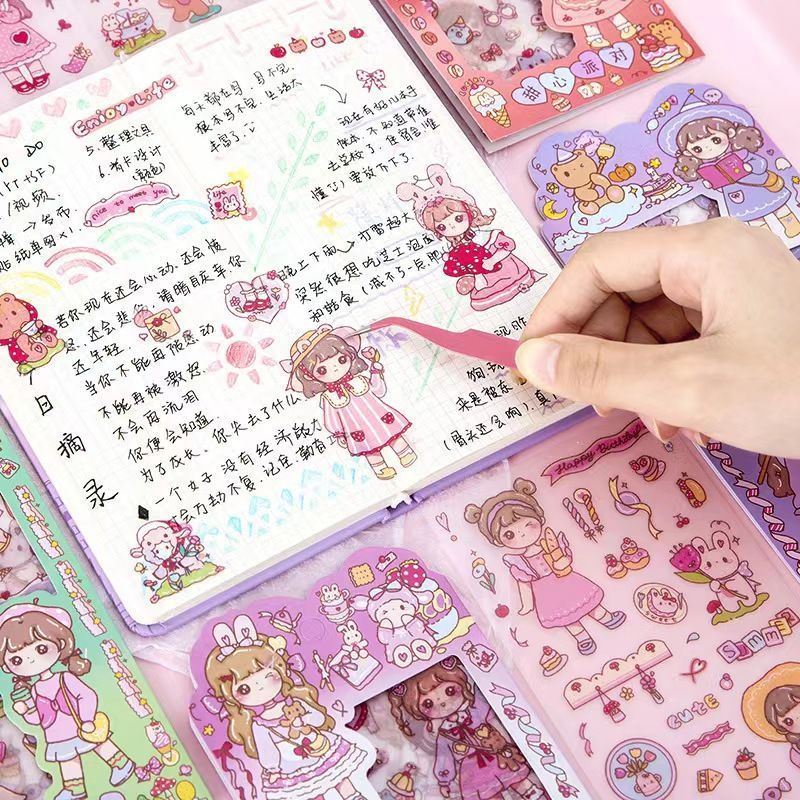 Honey Sauce Girl Cute Girl Heart Sticker DIY Handbook Decorative Character Material