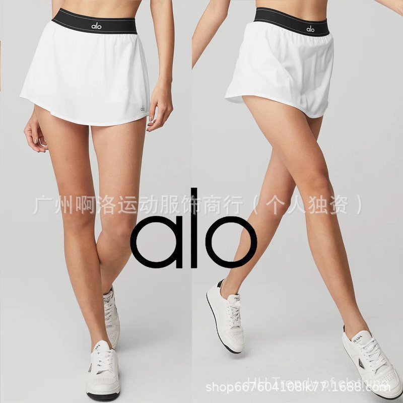 alo yoga Women's Quick-Drying Track Pants Skirt with Pockets Running Fitness Fake Two-Piece Tennis