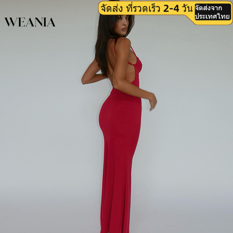 (shipped from Thailand) Weania ชุดเดรสยาวตัดต ่ ําเซ ็ กซี ่ สไตล ์ ปาร ์ ตี ้ เปลือยหลัง