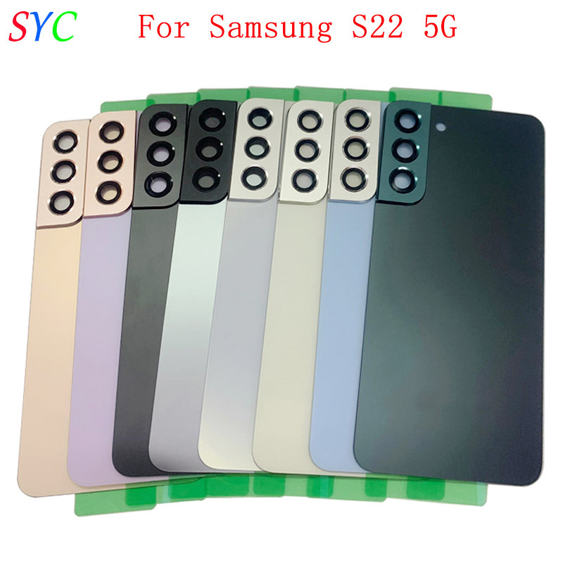 ฝาครอบแบตเตอรี่ด้านหลังประตูสําหรับ Samsung S22 5G S901 S901B S901U S901N ปกหลังพร้อมเลนส์กล้องโลโก้
