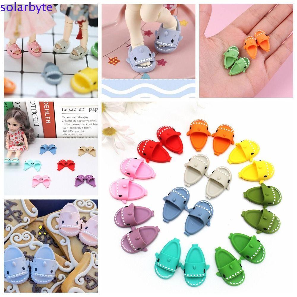 SOLARBYTE Ob11 ตุ๊กตา Shark รองเท้าแตะ,รอบ Toe Shark Shape BJD12 ตุ๊กตารองเท้า,รองเท้าตกแต่งรองเท้าแ
