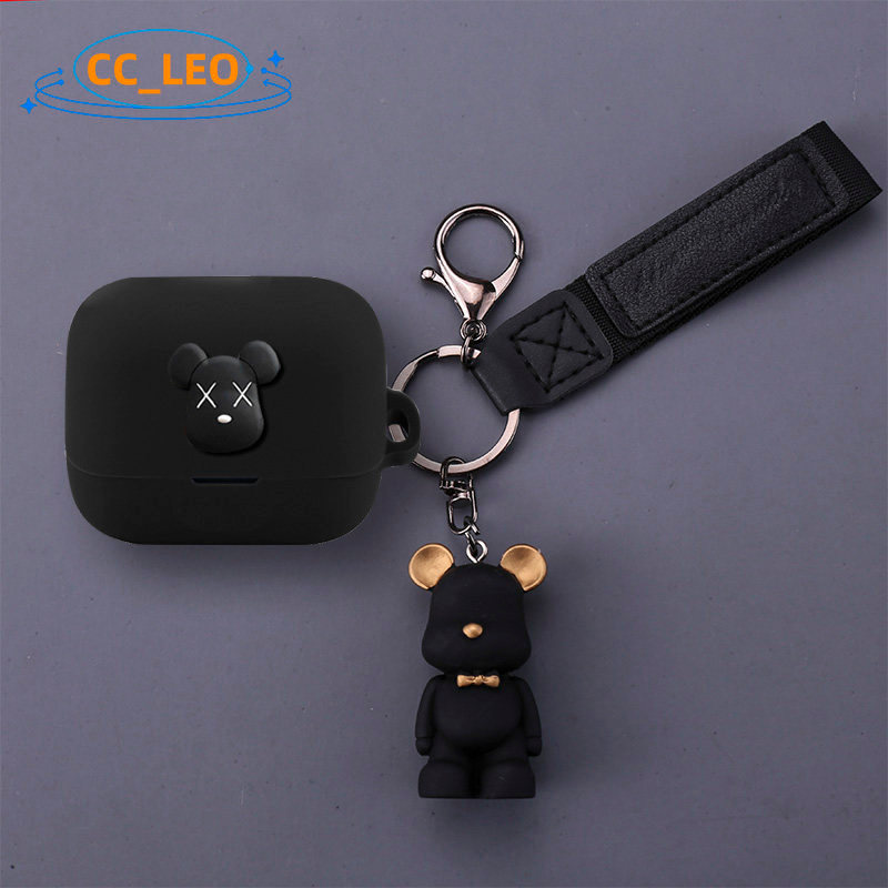 for EarFun Air Pro 4+ Case EarFun Air Pro 4 Plus Silicone Soft Case Suitable for EarFun Air Pro 4+ Shockproof Shell Protective Sleeve Cartoon Bear Keychain Cute Dinosaur Pendant