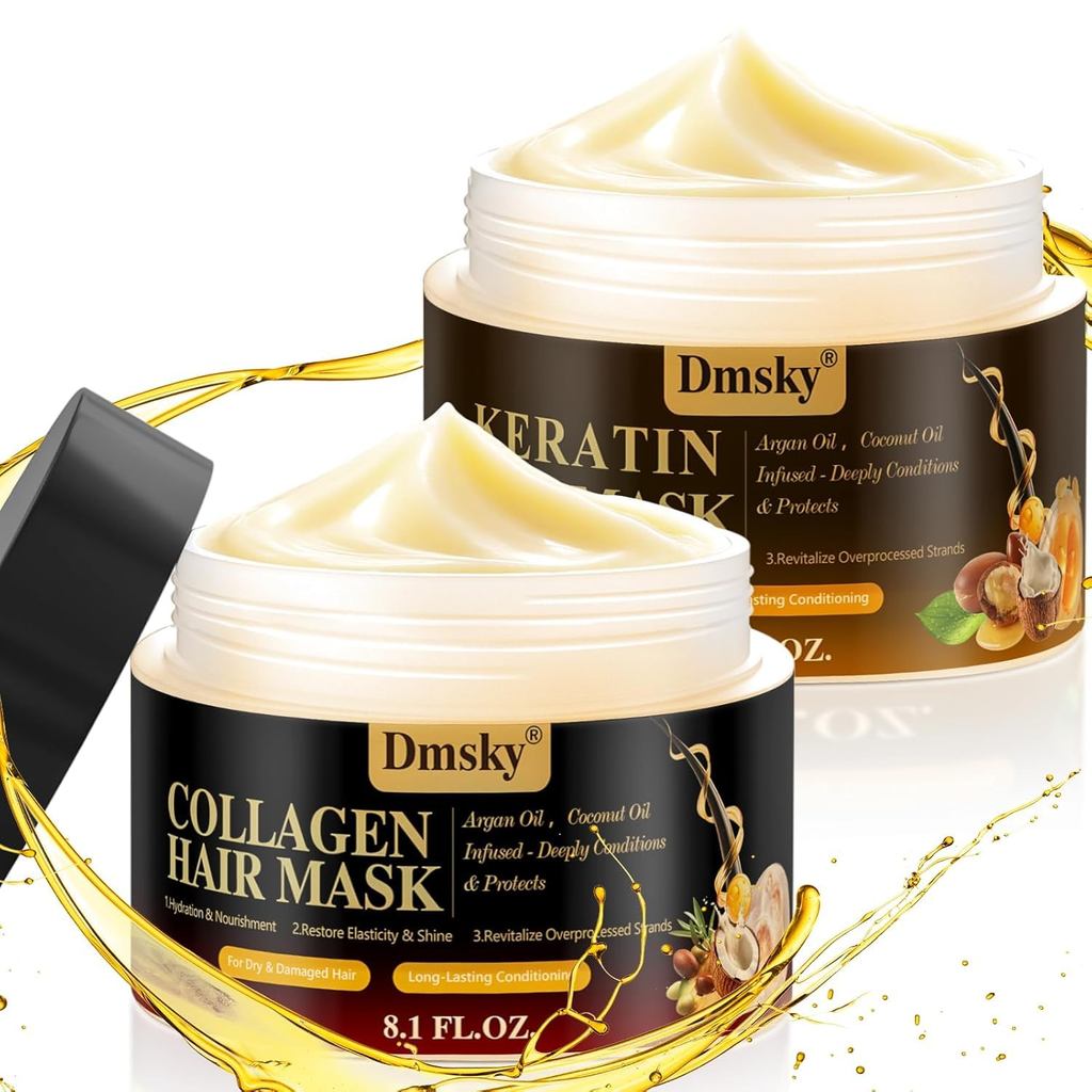 2 ชิ้นผมเสียหน้ากากผม-16.2FL ออนซ์คอลลาเจนมาส์กผมและ Keratin Hair Care-Moisturizing, Repairing, Nour