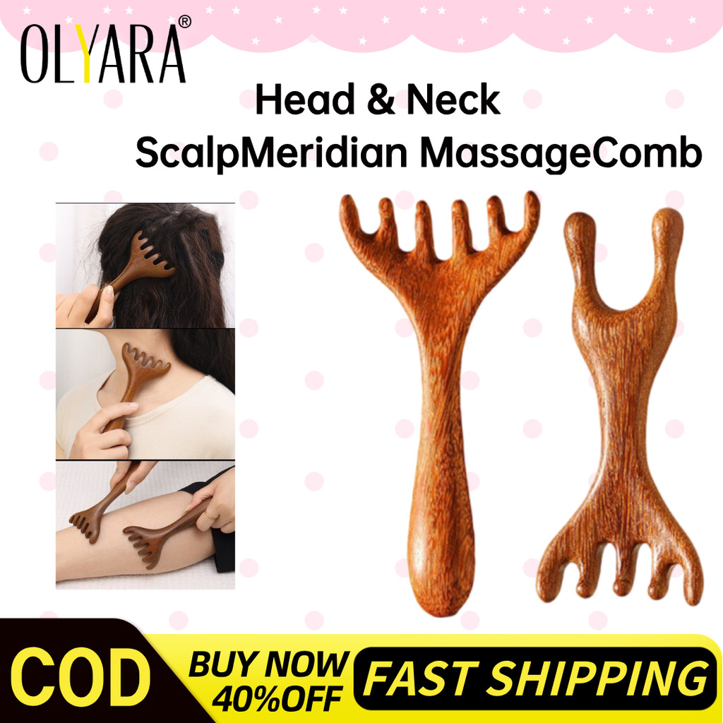 【𝗢𝗟𝗬𝗔𝗥𝗔】 แปรงนวดเครื่องนวดหัวไม้จันทน์ห้ากรงเล็บนวดหวีหนังศีรษะ Meridian หวีหัว Scratching Divine เครื่องมือ