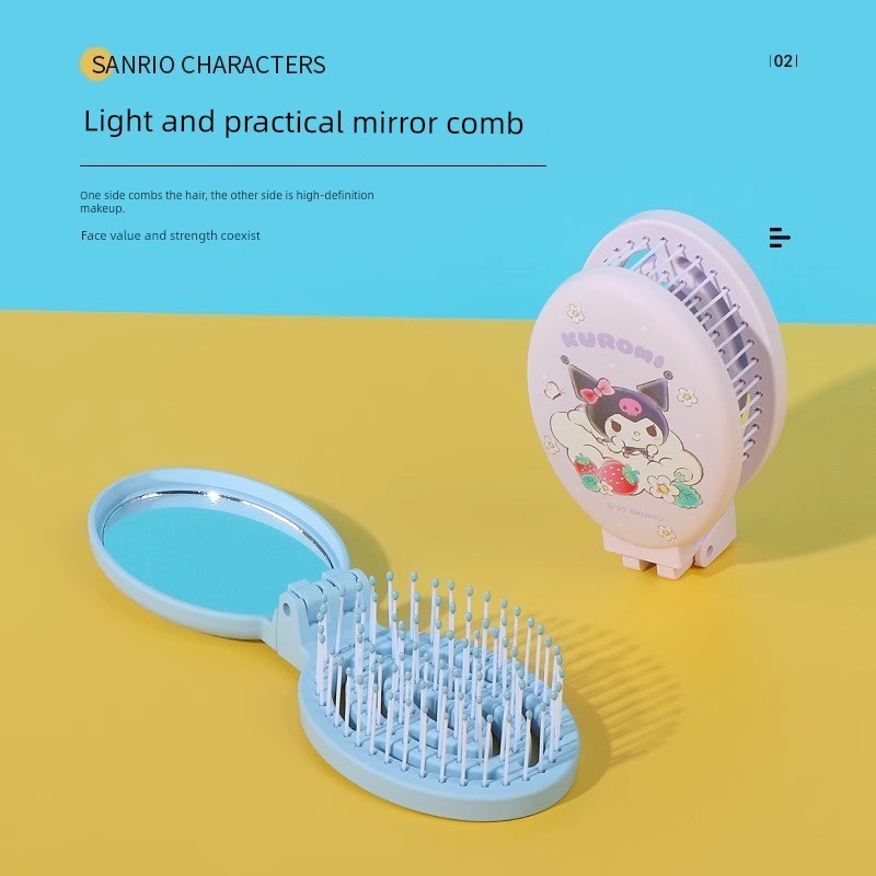 หวี wet brush หวีผม MINISO Yugui Dog Strawberry Series กระจกพับน่ารัก
