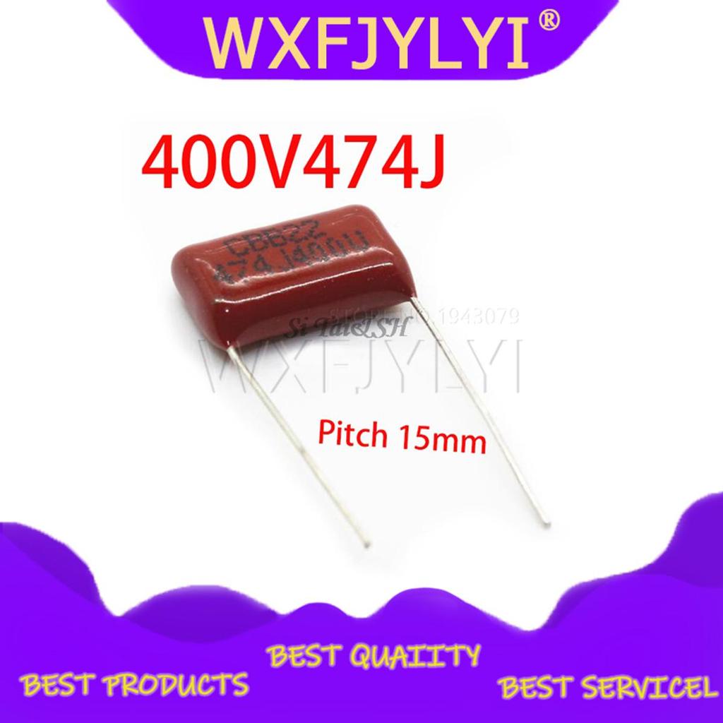10PCS 400V474J 0.47UF Pitch 15 มม.470NF 400V 474 CBB ตัวเก็บประจุฟิล์มโพรพิลีน