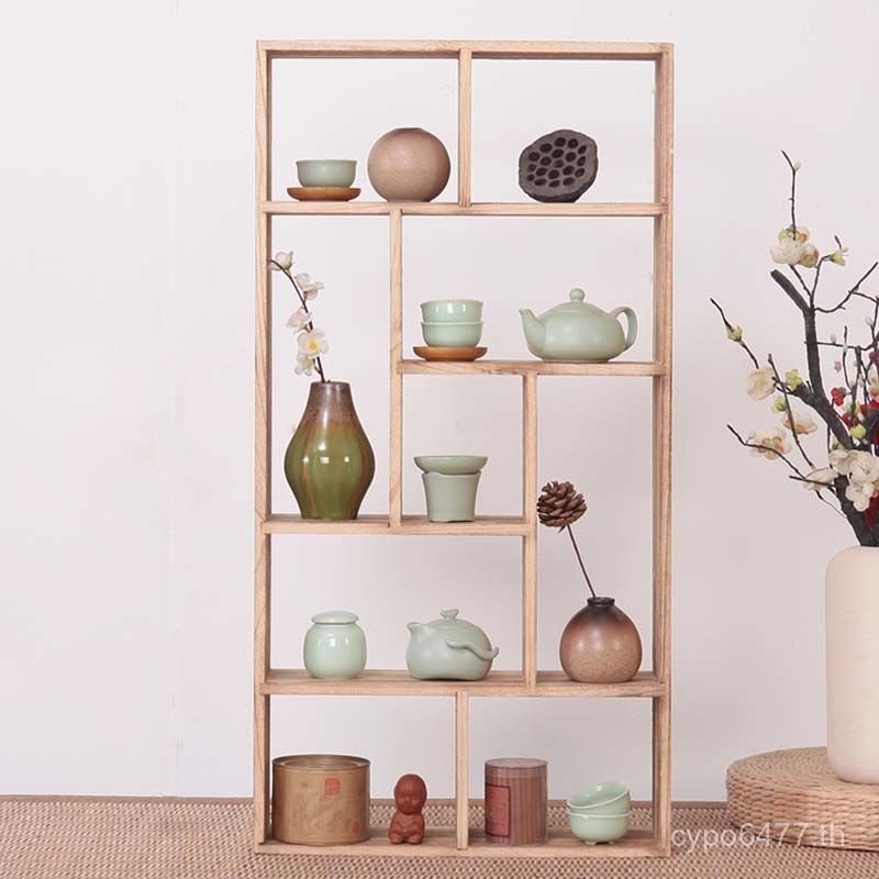 Bao Multi-Layer สไตล์จีน Bogu Rack ชาชุดชา Rack Pavilion Multi-ชั้นวางไม้เนื้อแข็ง Wall Rack กาน้ําช