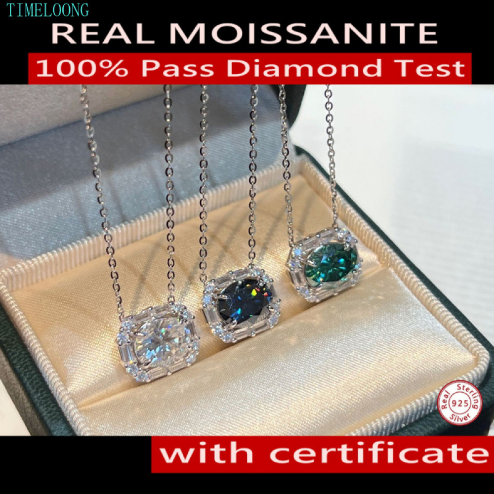 จริง Moissanite สร้อยคอ GRA ใบรับรอง S925 เงิน VVS1 3EX D สี 2CT Moissanite เพชรจี้สร้อยคอผู้หญิงเคร