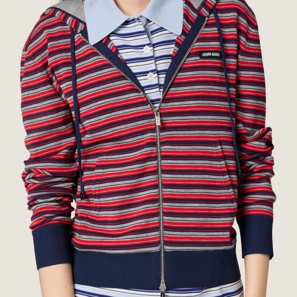 แจ็กเก็ตฮู้ด Miumi Early Spring ลายองค์ประกอบขนสัตว์แคชเมียร์