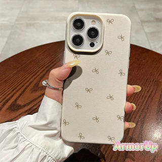 เคสไอโฟน โบว์สีน้ำตาล หนังนุ่มพื้นผิว TPU สำหรับ iPhone 11 12 13 14 15 16 ProMax X XR XS Max 7 8Plus-AP