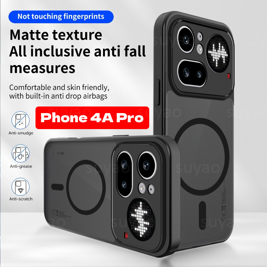 Matte Frosted แม่เหล็กสีดําเคสโทรศัพท์สําหรับ Nothing โทรศัพท์ 4A Pro 4APro 2026 กันกระแทก PC TPU ปล