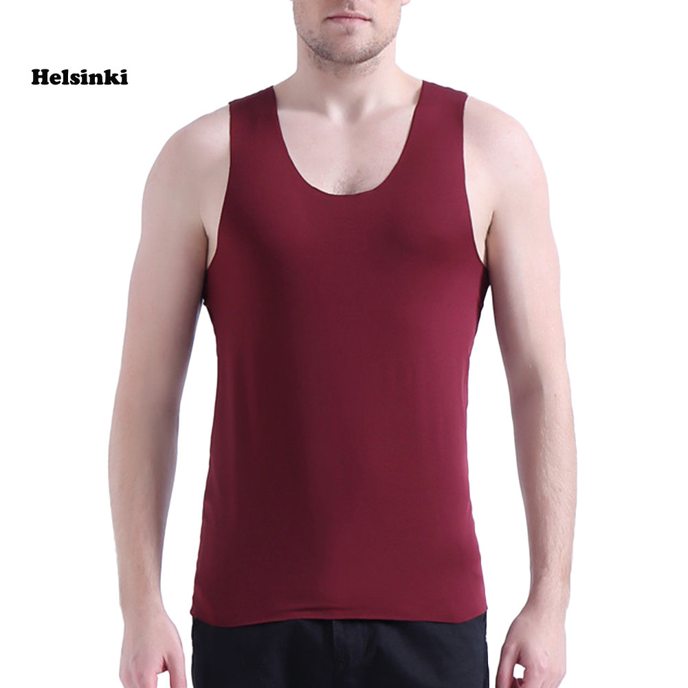 HLS สวมสบายเสื้อแขนกุดคอต่ำสำหรับผู้ชาย ทำจากผ้าฝ้ายคุณภาพดี เหมาะสำหรับการออกกำลังกาย