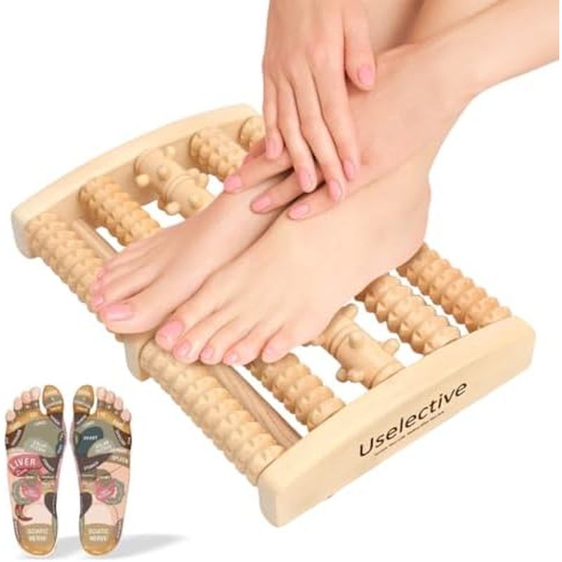 Plantar Fasciitis Relief Foot Massager - Wooden Roller for Pain Relief & Circulation Boost & Arch Pa
