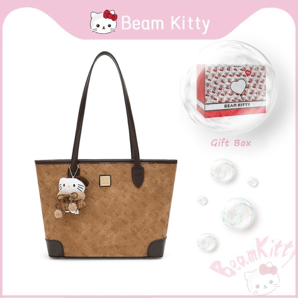 Beam Kitty กระเป๋าโท้ทสีน้ำตาลกาแฟสไตล์เรโทรสำหรับผู้หญิง รูปที่ 8