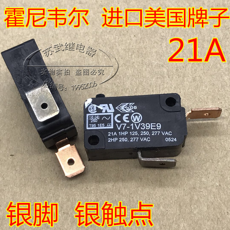 Honeywell Micro Switch V7-1V39E9 กระแสไฟสูง 21A 15.1A จังหวะ 2 ฟุตทนอุณหภูมิสูง