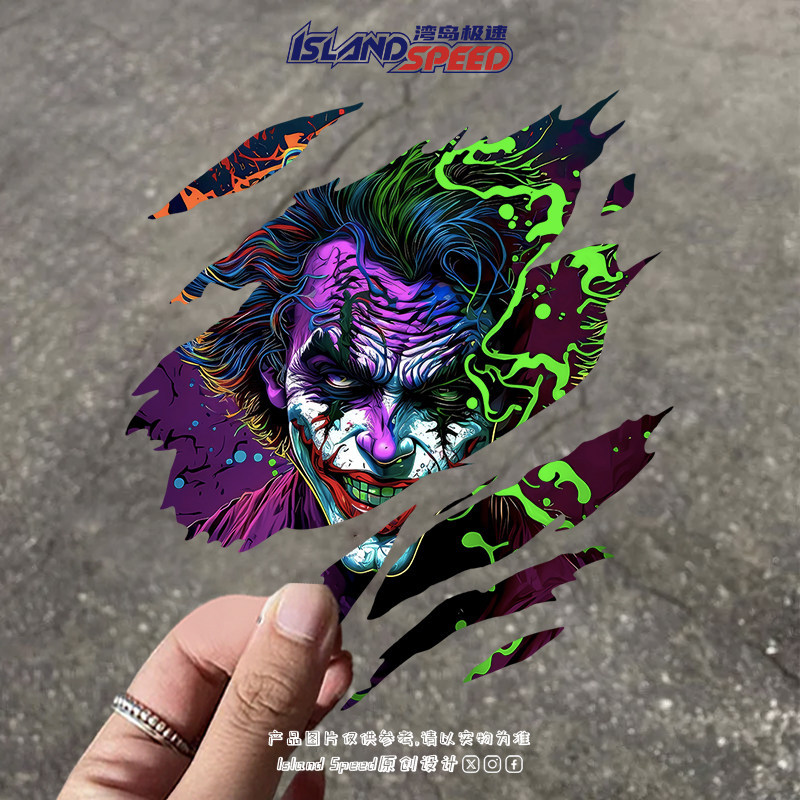 [คลังสินค้าพร้อม] Cool Clown Tear-Off Theme Anime Movie Car Stickers Unique Scratching Cover Body De