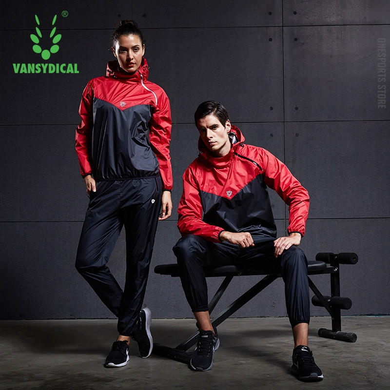 Vansydical ซาวน่าชุดผู้ชายยิมเสื้อผ้าชุด Hoodies Pullover กีฬาวิ่งออกกําลังกายลดน้ําหนัก Sweating ชุดกีฬาจ๊อกกิ้ง