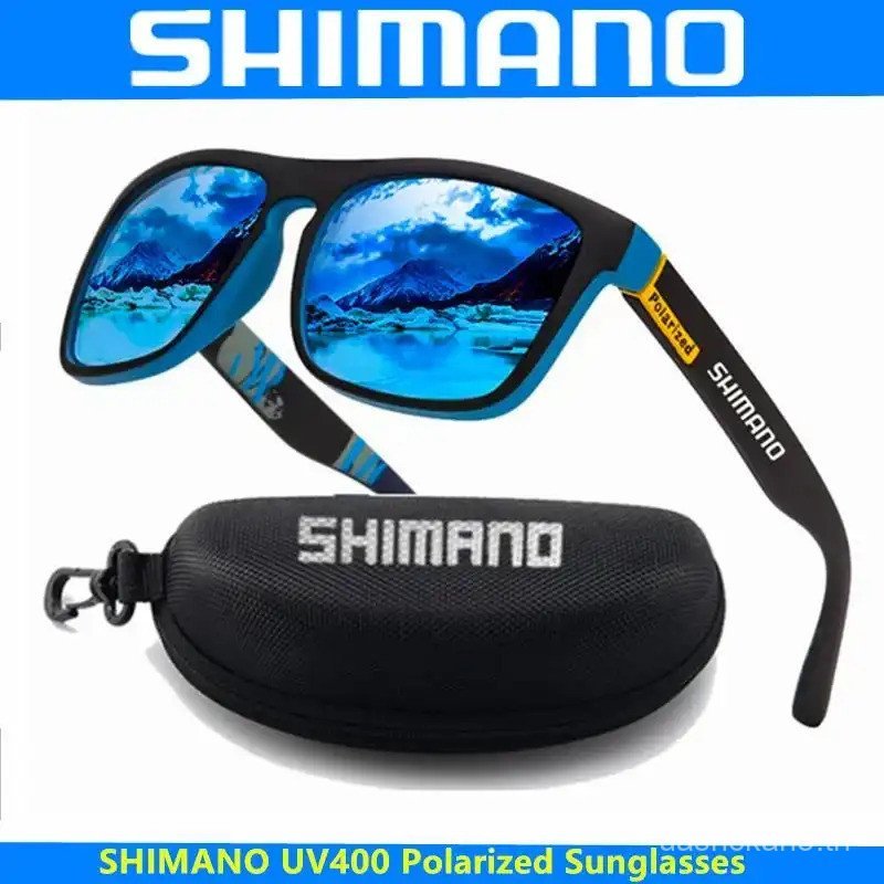 SHIMANO แว่นกันแดดโพลาไรซ์สําหรับกีฬาผู้ชายแว่นกันแดดสีสันสดใสกรอบสี่เหลี่ยมเหมาะสําหรับตกปลาและขี่ป