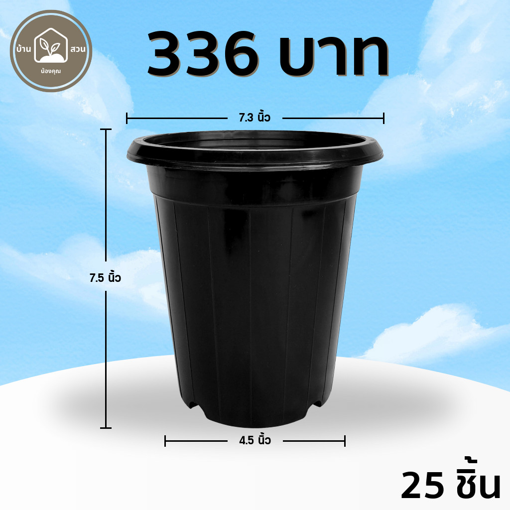 กระถาง กระถางต้นไม้ กระถางพลาสติก เบอร์ 8 7.5 นิ้ว สีดำ 30 25 ใบ ยกมัด ยกกระสอบ ราคา ถูกที่สุด ดีลบีเคเค แกลเลอรีภาพที่ 8