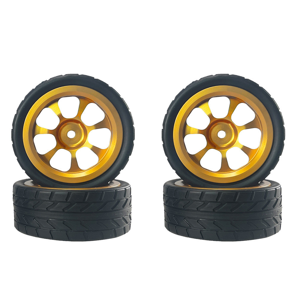 4PCS OD 63 มม.12 มม.Hex สําหรับ 1/14 MJX Hyper Go 14302 14301 14303 โลหะล้อยาง Rally ล้อ