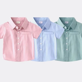 【ส่งจากไทย】เสื้อโปโลเด็กผู้ชาย สีพื้น ผ้าคอตตอนนุ่ม ระบายอากาศดี ดีไซน์เรียบง่าย แขนสั้นใส่สบาย เหมาะสำหรับฤดูร้อน พร้อม