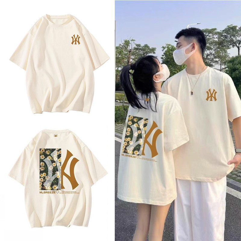 พร้อมส่ง&CODเสื้อยืดแขนสั้นแบบสบายๆ สไตล์เกาหลี ผ้าฝ้ายแท้ 100% ของแบรนด์ ชุดคู่รัก เสื้อคู่แฟน