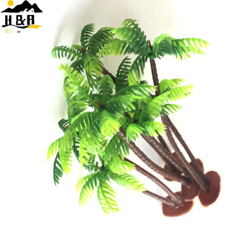 H&B Dec Mini Coconut Tree Plastic Green Water plants Aquarium Fish Tank plants {th}