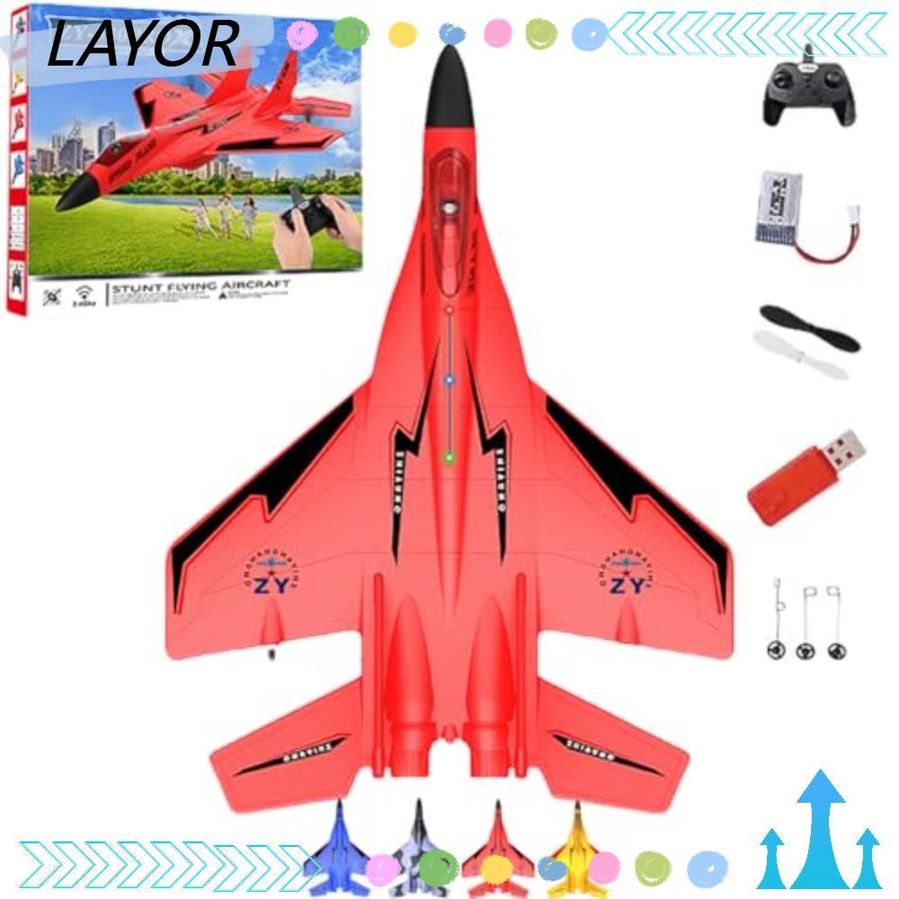 LAYOR รีโมทคอนโทรล Fighter Jet, ZY-530 ไฟฟ้า 2.4ghz Rc รีโมทคอนโทรล Fighter Plane, ไฟที่มีสีสันโฟม U