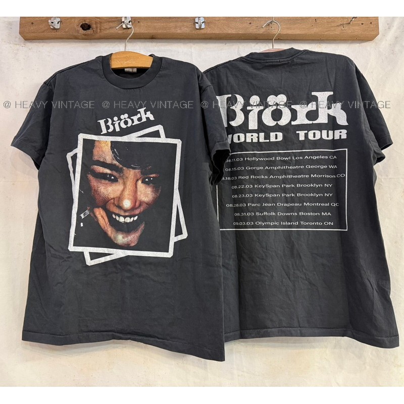 BJORK WORLD TOUR Bio Wash Bootleg เสื้อวินเทจ เสื้อทัวร์ heavy vintage shirt