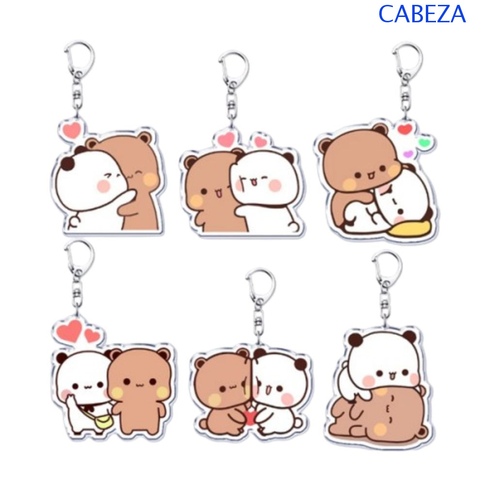 CABEZA Bubu Dudu พวงกุญแจ,การ์ตูนหวาน Bubu Dudu Key Chain, Charm พวงกุญแจอะคริลิคสัตว์ Kawaii Panda 