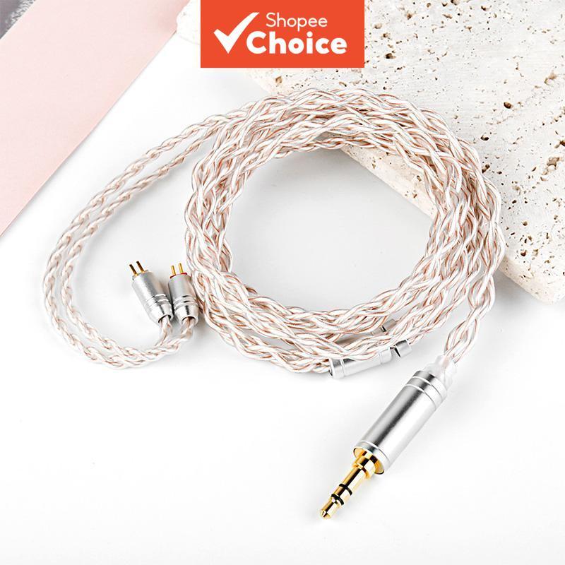 สายอัปเกรดหูฟัง KBEAR FanMusic IEM Cable, 6N OFC สายเงินชุบ สําหรับหูฟัง, สายต่อหูฟัง สําหรับ KZ ZS1