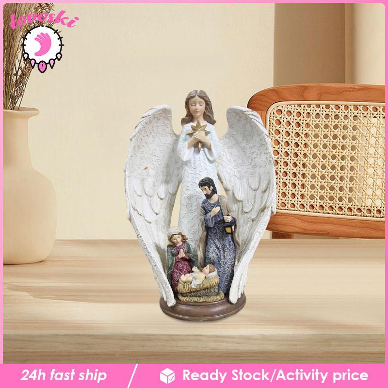 [Lovoski] รูปปั้นครอบครัวศักดิ์สิทธิ์ Miniatures Jesus Birth Figure ฉากประสูติรูปสําหรับวันหยุดคริสต
