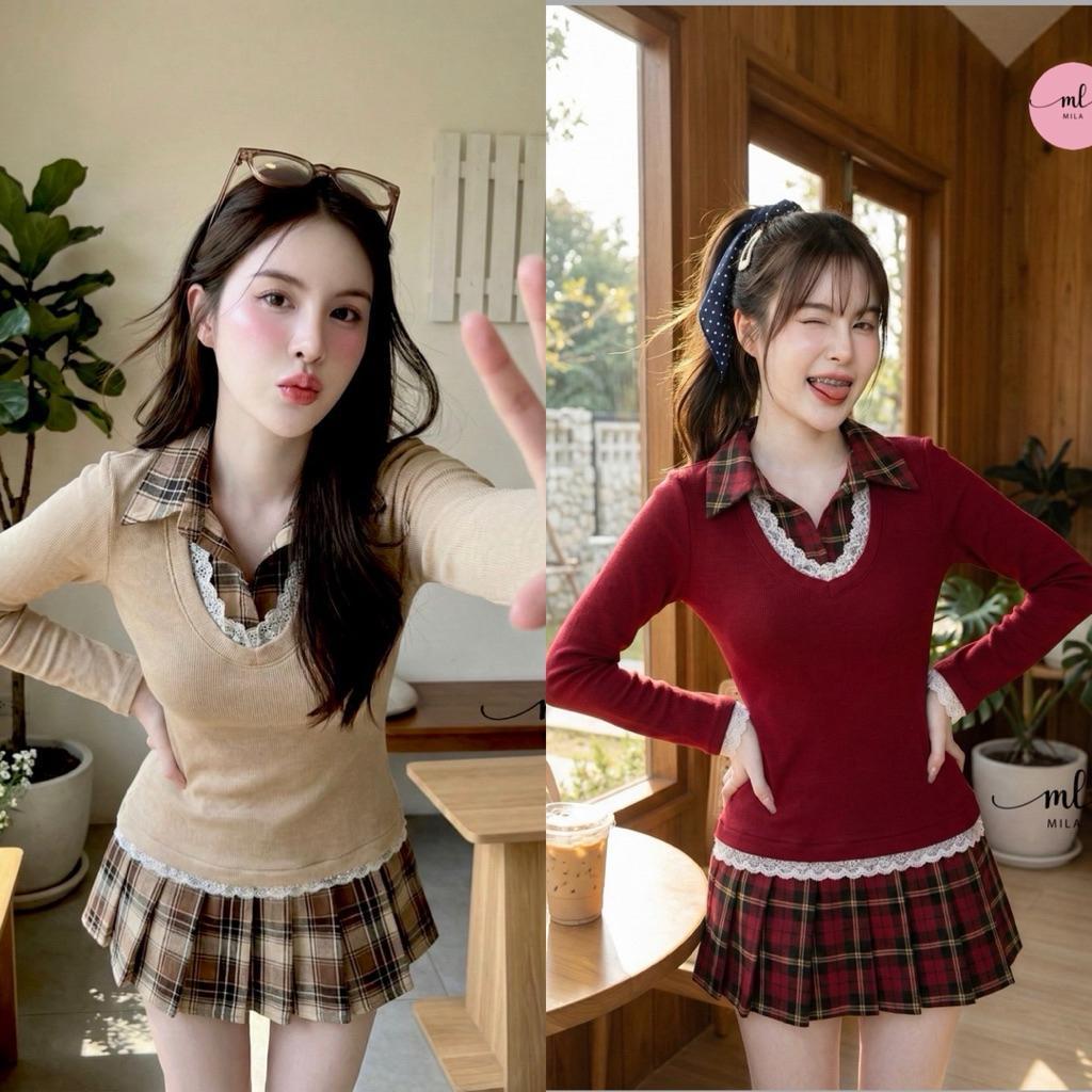 Shop_DD ชุดเซทน่ารักใส่หน้าหนาว ชุดเข้าเซท2ชิ้น Mila21 DD